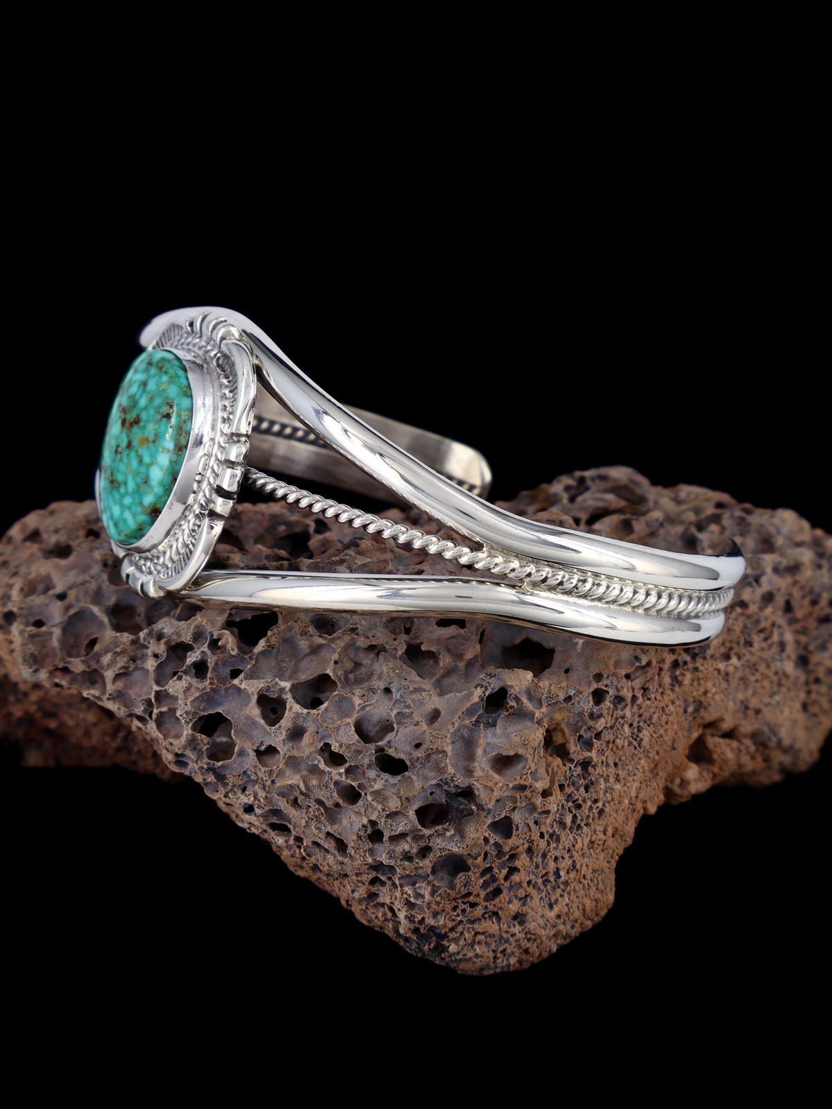 Pulsera de puño de plata de ley turquesa n.º 8 de nativos americanos