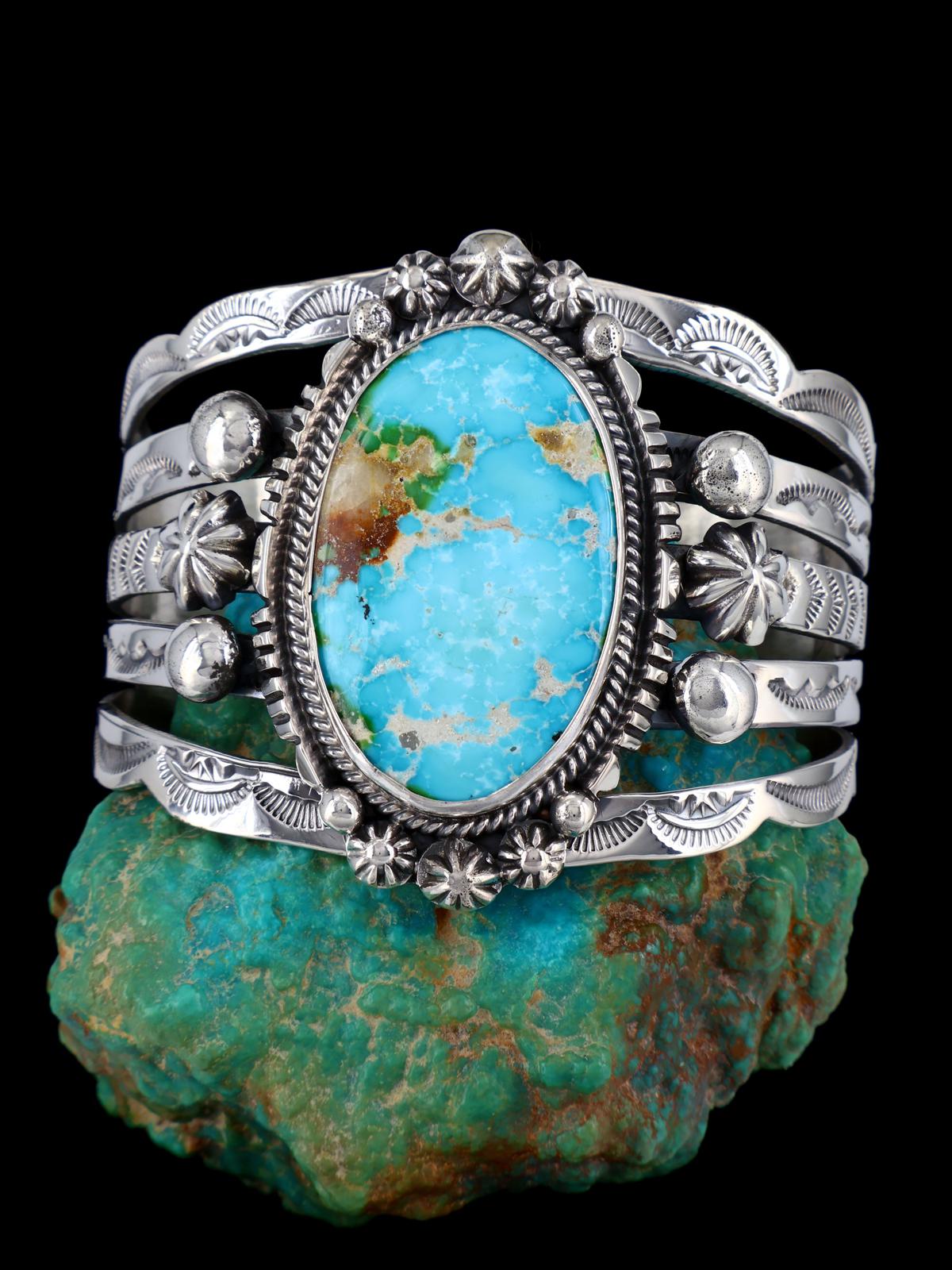 Native American Sonoran Turquoise Sterling Silver Cuff Bracelet