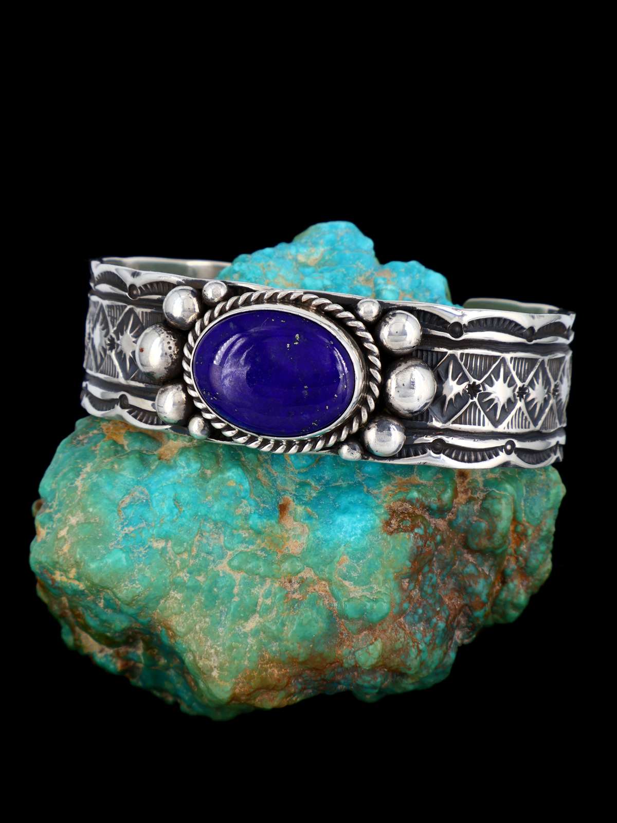Navajo Jewelry Sterling Silver Lapis Cuff Bracelet