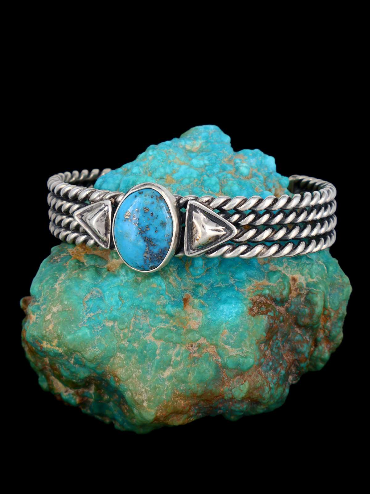 Pulsera de corazón turquesa Kingman de plata esterlina de nativos americanos