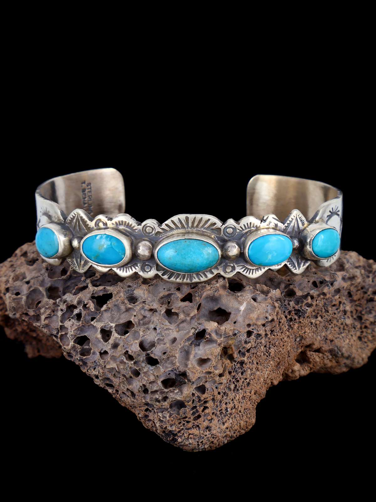 Native American Jewelry Sterling Silver Turquoise Cuff Bracelet