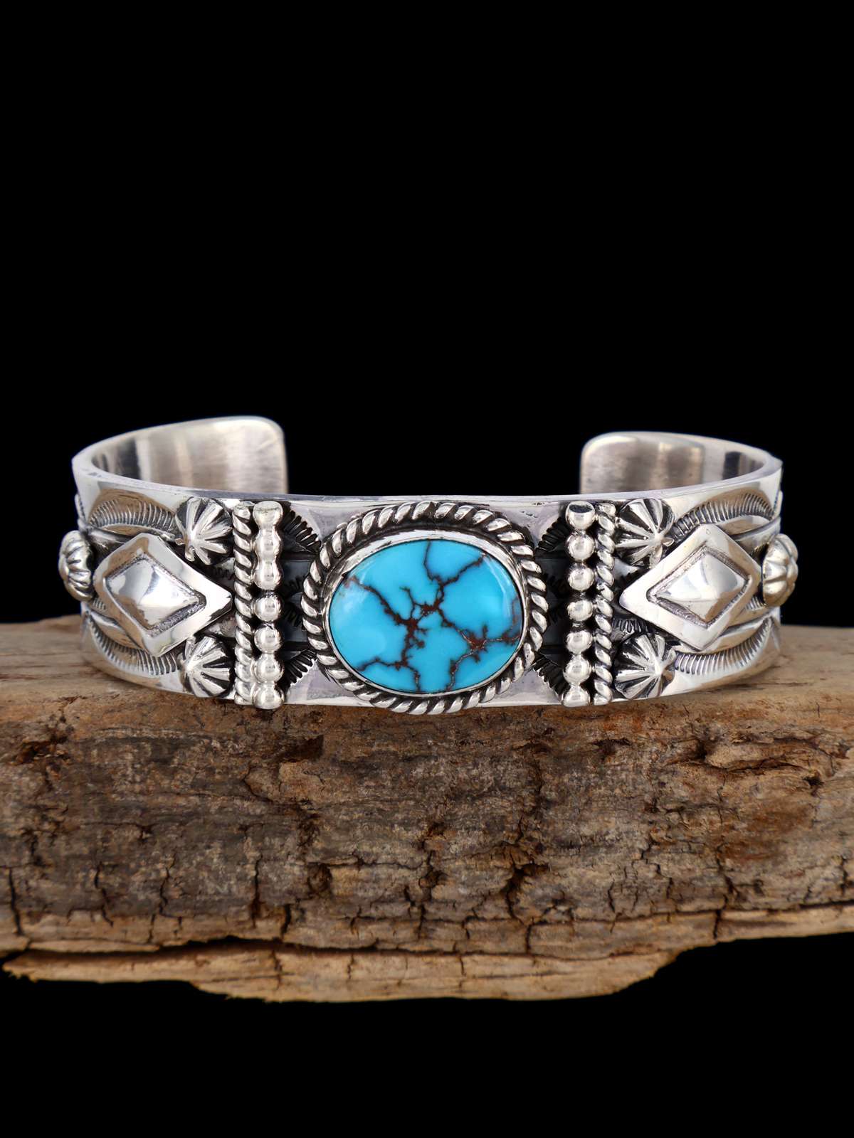Native American Egyptian Turquoise Sterling Silver Cuff Bracelet