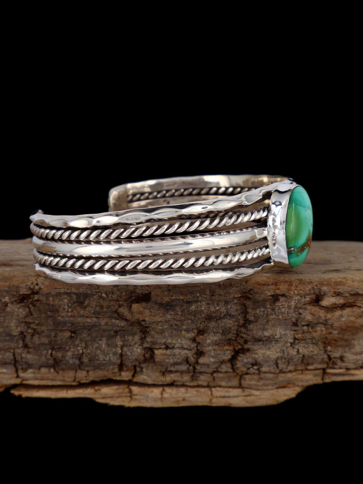 Pulsera de puño de plata de ley turquesa n.º 8 de nativos americanos