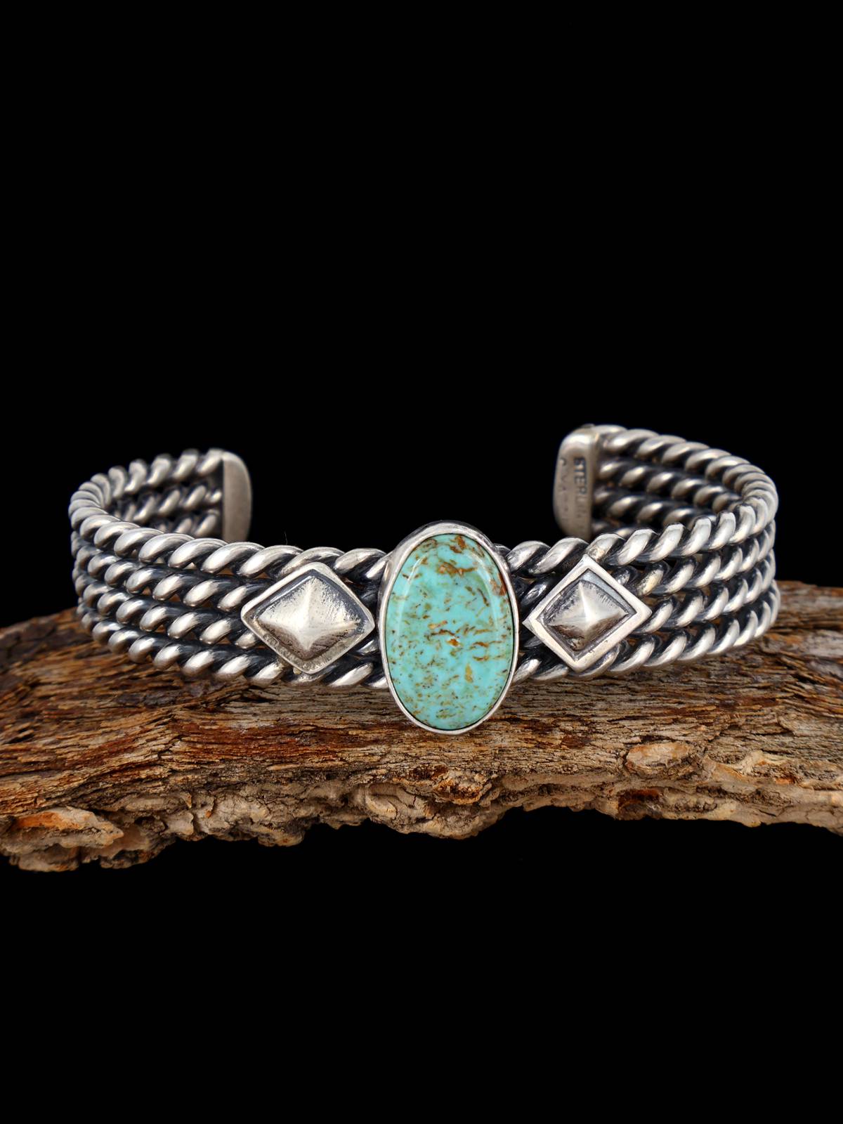 Native American Sterling Silver Turquoise Cuff Bracelet - PuebloDirect.com
