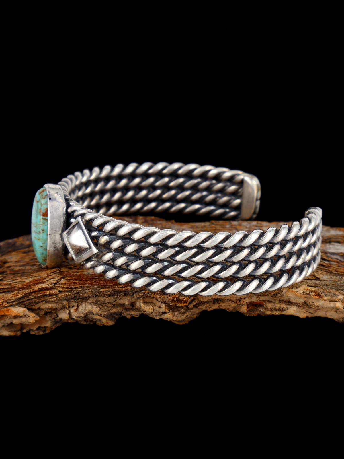 Native American Sterling Silver Turquoise Cuff Bracelet - PuebloDirect.com