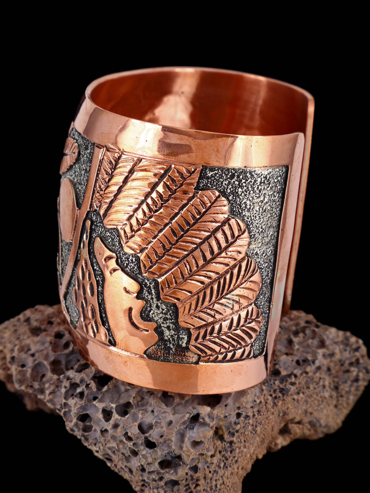 Navajo Copper Pueblo Eagle Dancer Cuff Bracelet - PuebloDirect.com