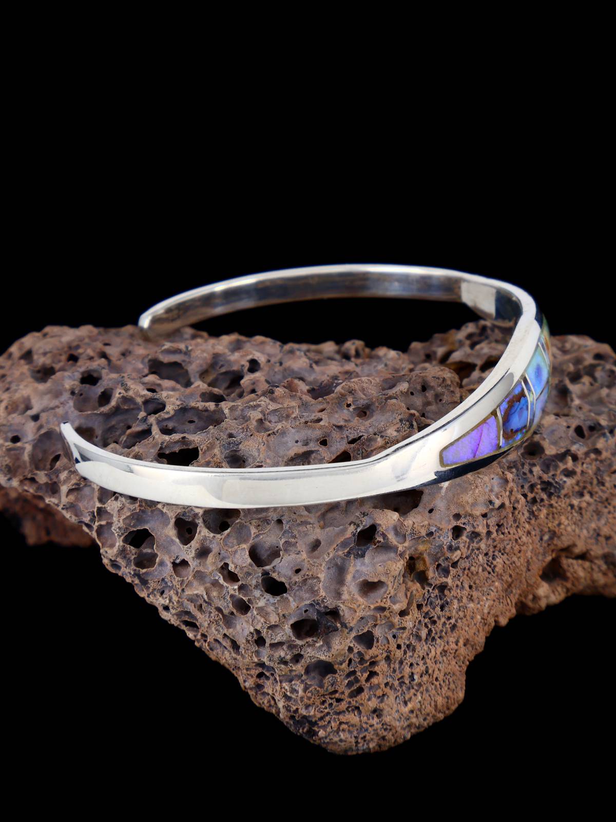 Native American Jewelry Spiderweb Opal Inlay Bracelet - PuebloDirect.com