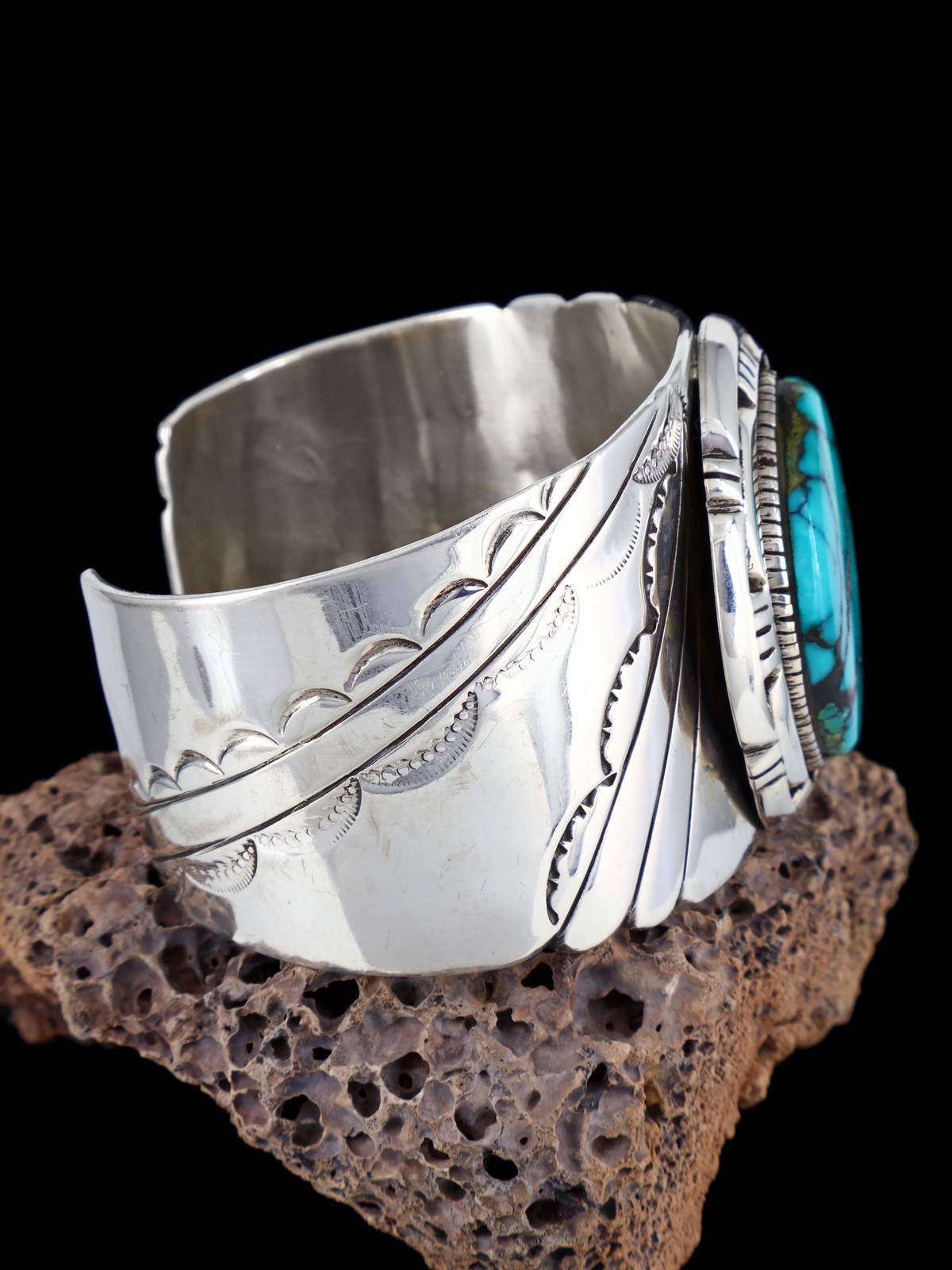 Estate Native American Turquoise Sterling Silver Bracelet - PuebloDirect.com