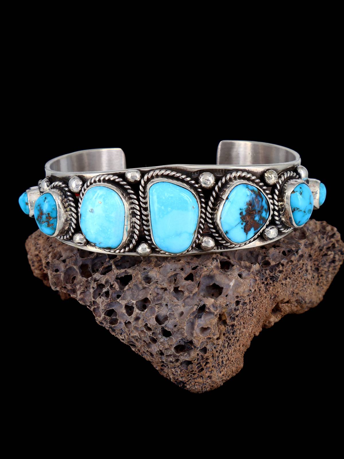 Native American Jewelry Kingman Turquoise Cuff Bracelet - PuebloDirect.com