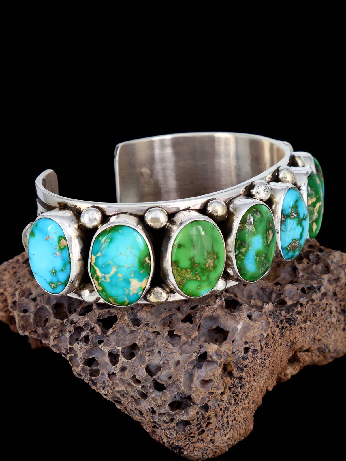 Native American Jewelry Sonoran Gold Turquoise Cuff Bracelet - PuebloDirect.com