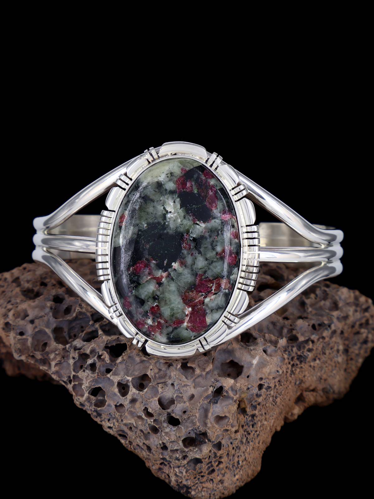 Native American Jewelry Tourmaline in Quartz Cuff Bracelet - PuebloDirect.com