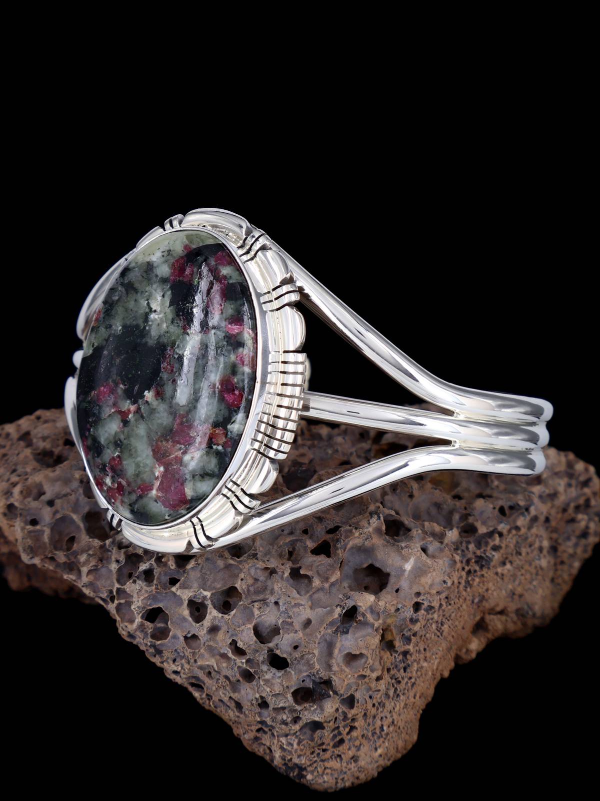 Native American Jewelry Tourmaline in Quartz Cuff Bracelet - PuebloDirect.com