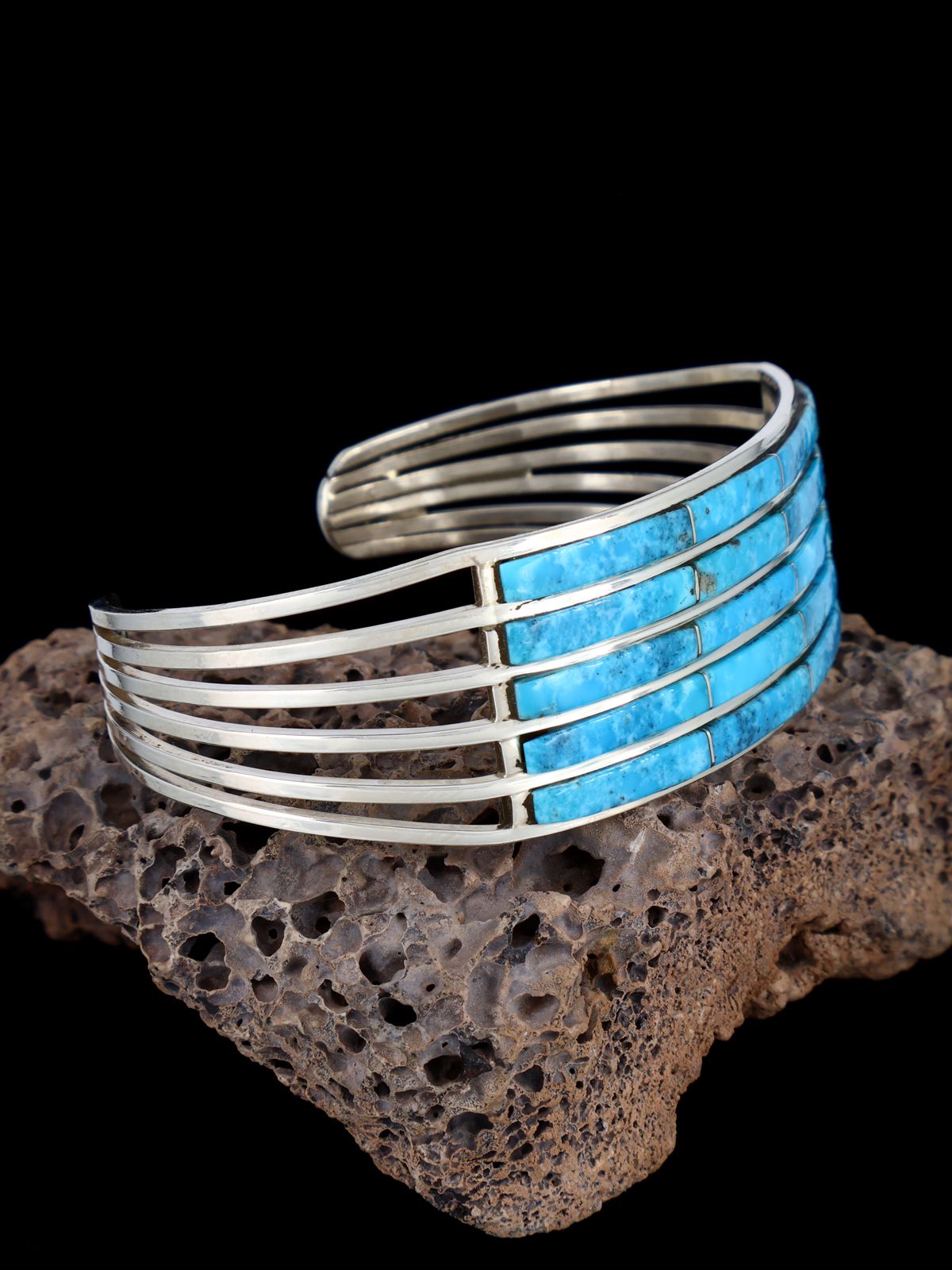 Native American Jewelry Turquoise Inlay Bracelet - PuebloDirect.com