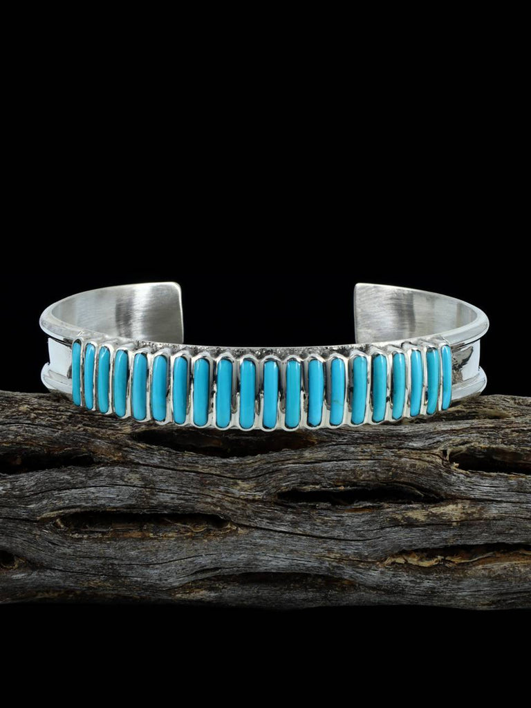 Sterling Silver Turquoise Zuni Inlay Bracelet - PuebloDirect.com