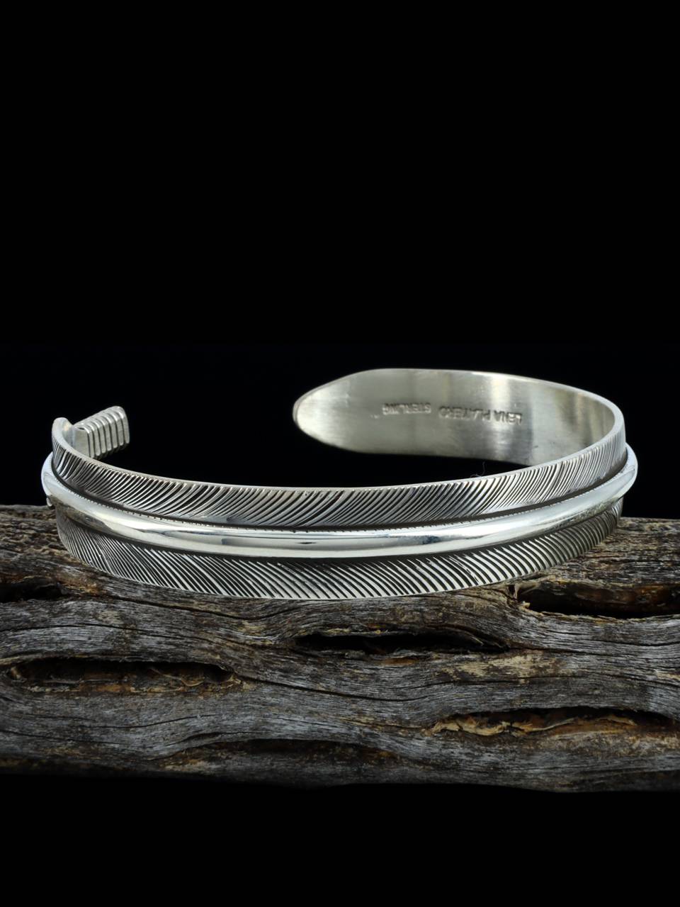 Native American Sterling Silver Feather Bracelet - PuebloDirect.com