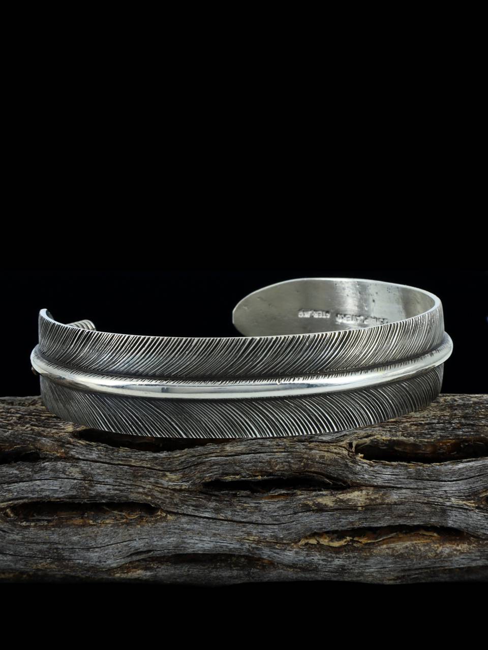 Native American Sterling Silver Feather Bracelet - PuebloDirect.com