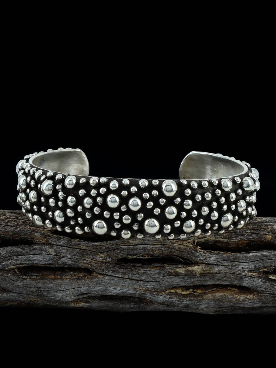 Navajo Sterling Silver Droplet Cuff Bracelet - PuebloDirect.com