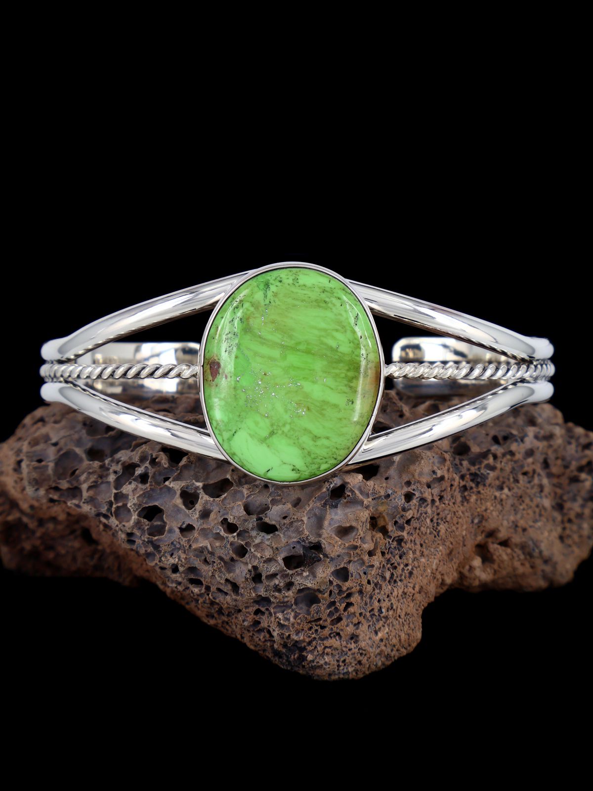 Native American Jewelry Natural Gaspeite Cuff Bracelet - PuebloDirect.com