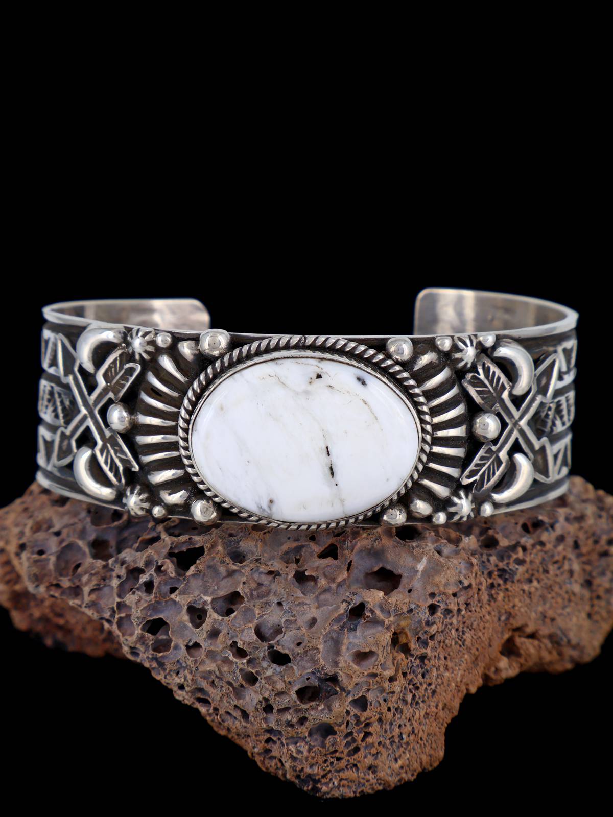 Navajo Sterling Jewelry White Buffalo Cuff Bracelet