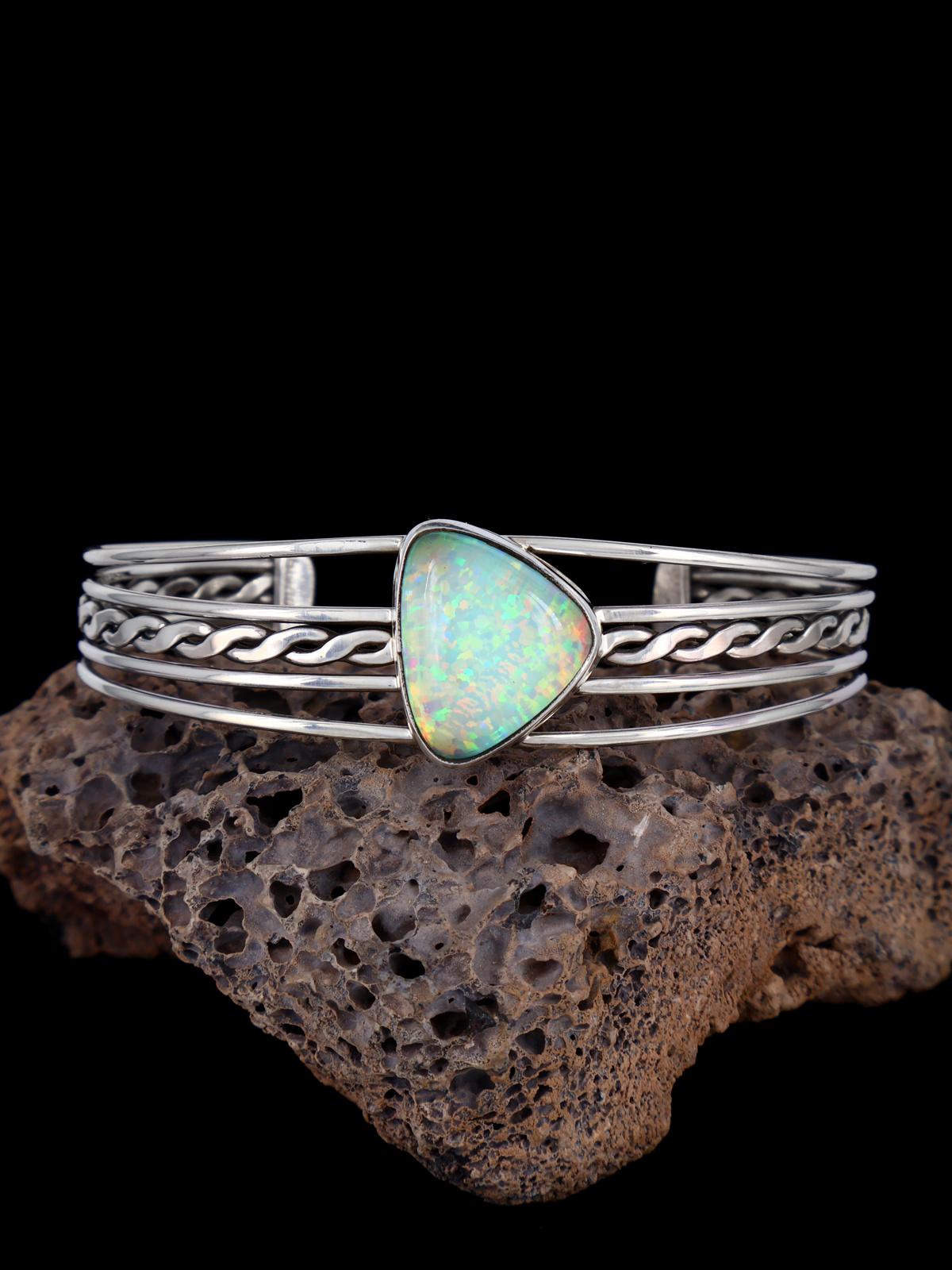 Native American Opalite Doublet Sterling Silver Cuff Bracelet
