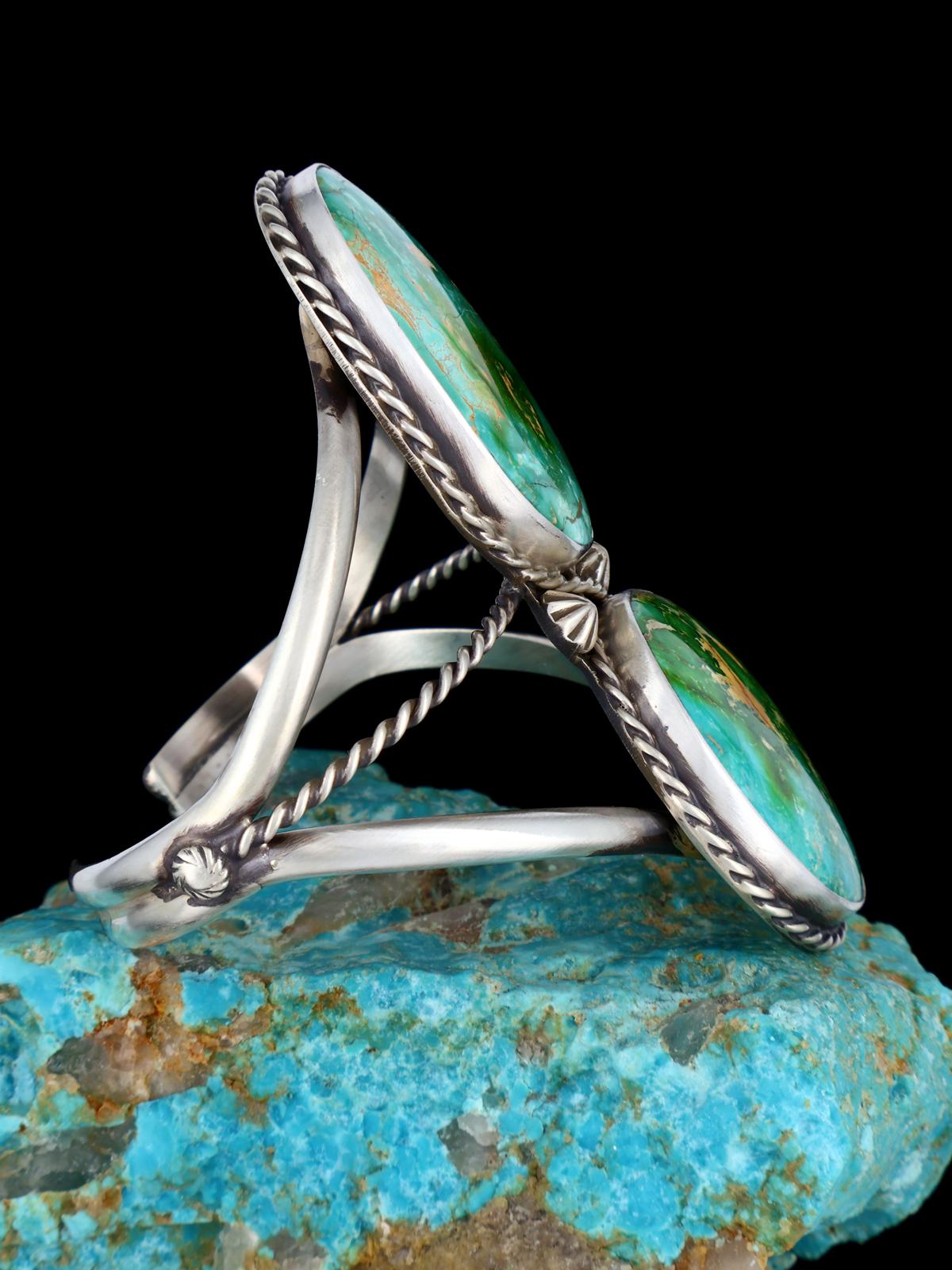 Native American Sonoran Turquoise Sterling Silver Cuff Bracelet - PuebloDirect.com