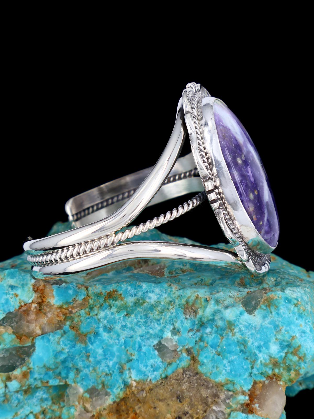 Native American Morado Opal Sterling Silver Cuff Bracelet - PuebloDirect.com