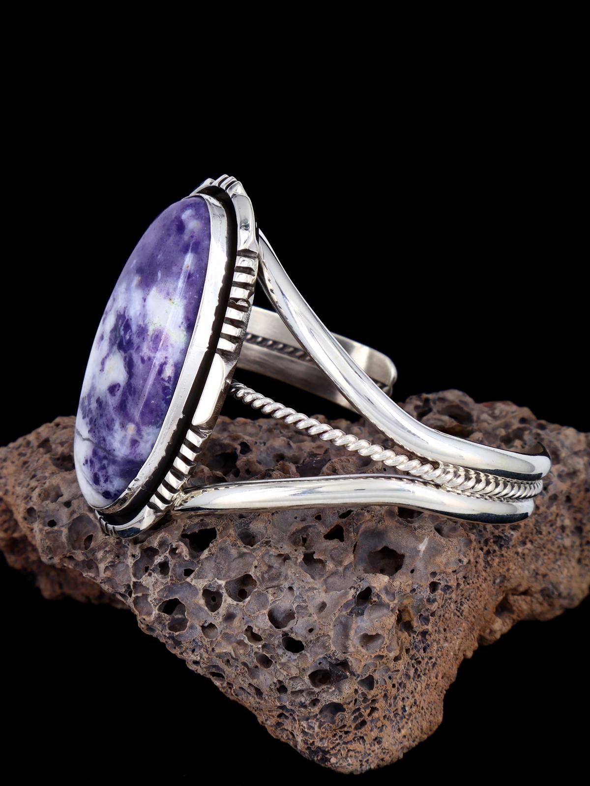 Native American Morado Opal Sterling Silver Cuff Bracelet - PuebloDirect.com