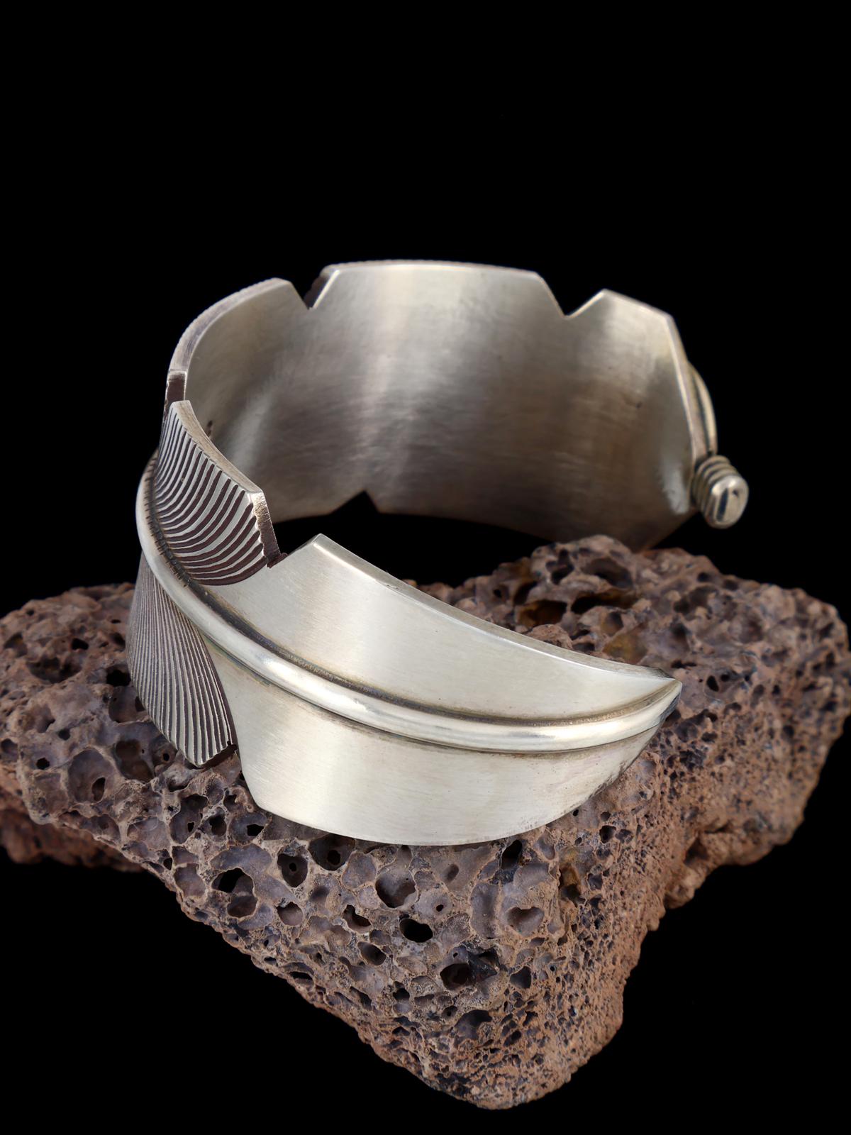 Navajo Sterling Silver Feather Cuff Bracelet