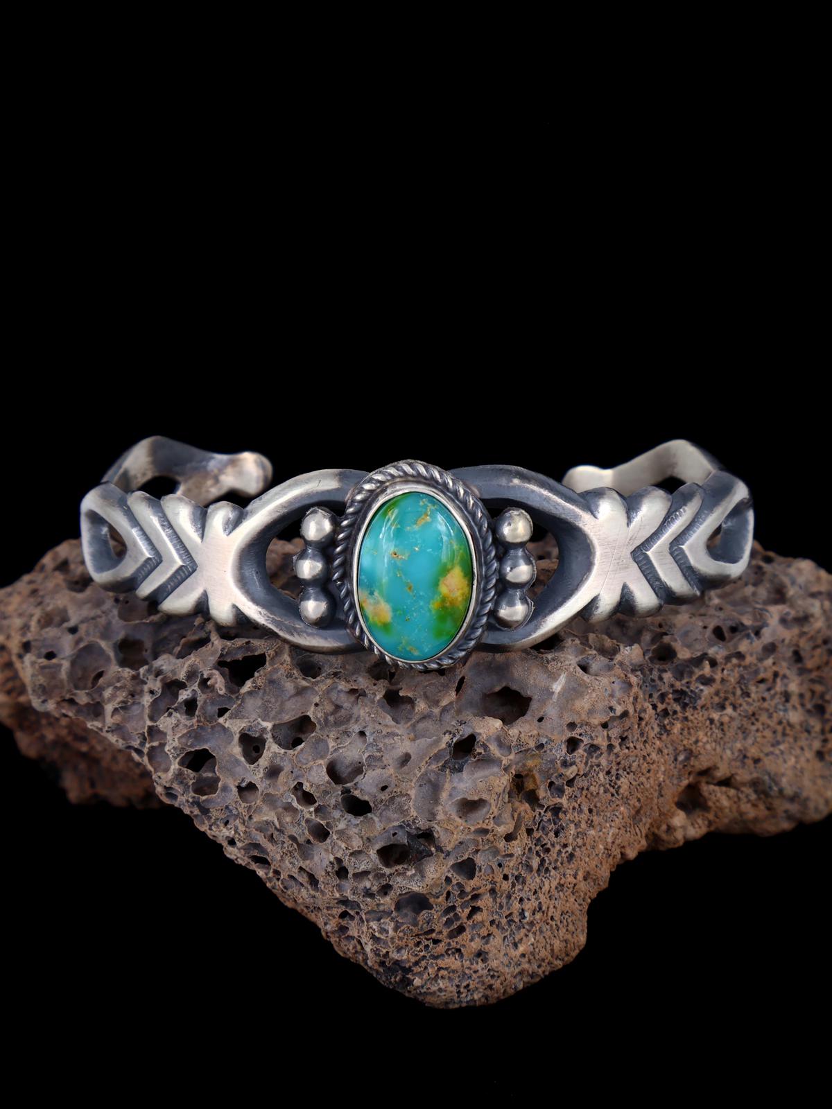 Navajo Sonoran Gold Turquoise Sterling Silver Cuff Bracelet