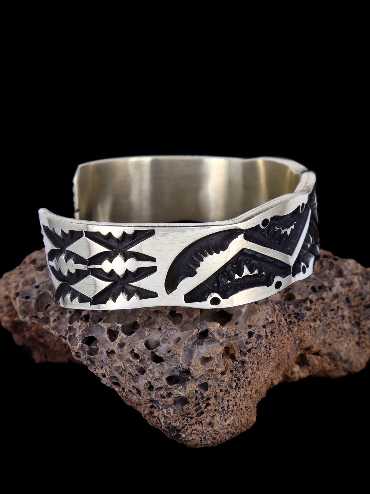 Heavy Navajo Stamped Sterling Silver Cuff Bracelet
