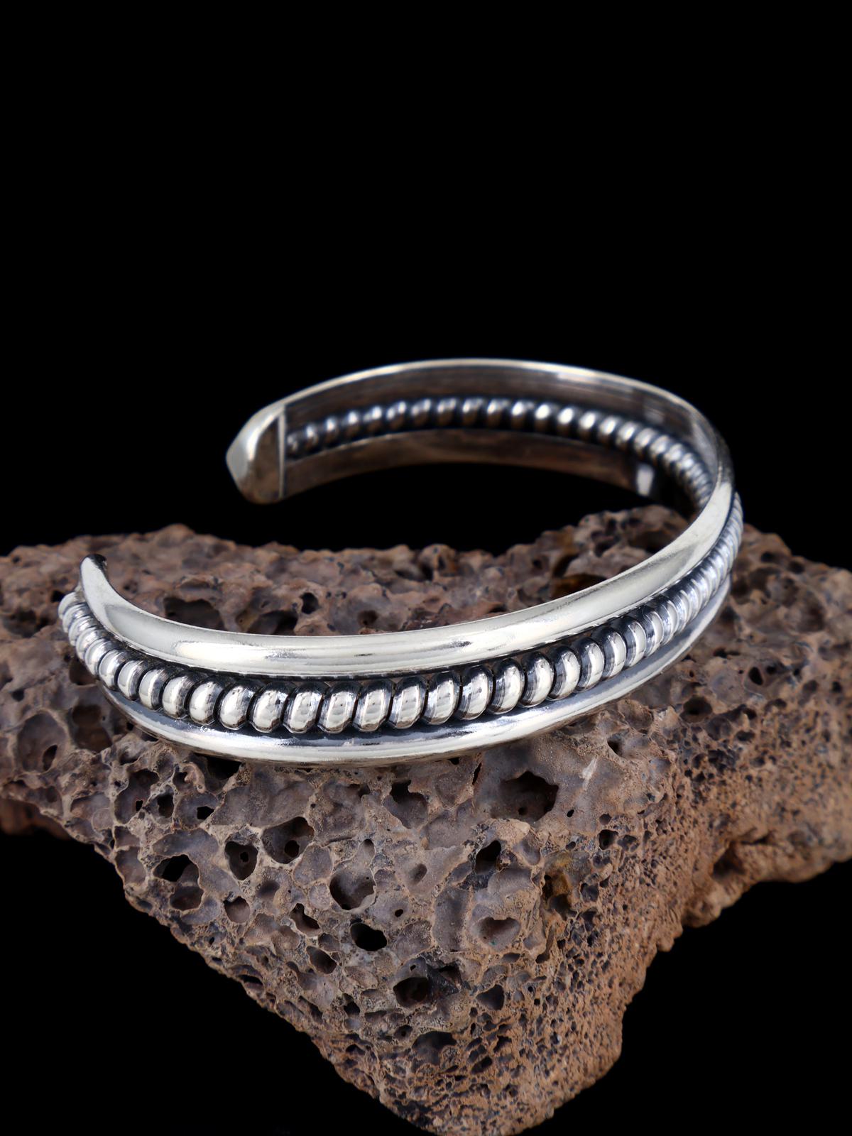 Brazalete de cuerda trenzada de plata de ley navajo