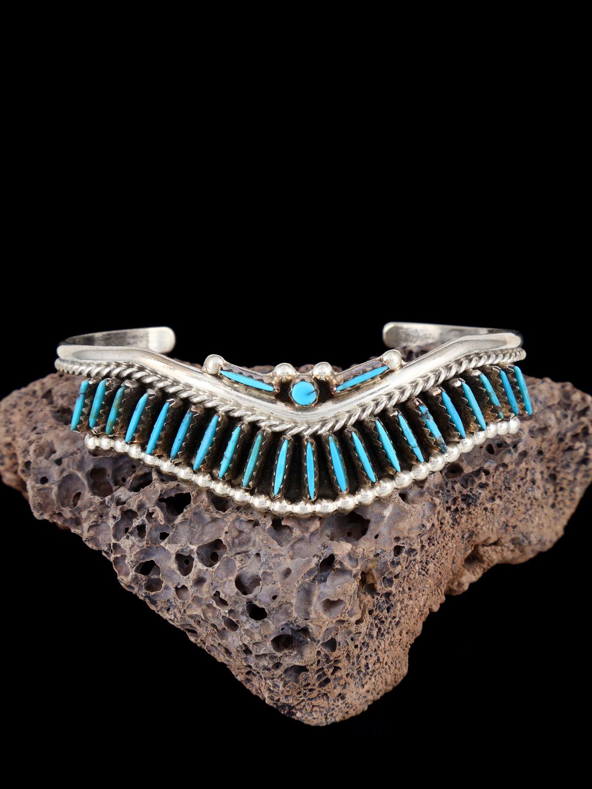Sterling Silver Turquoise Zuni Needlepoint Bracelet