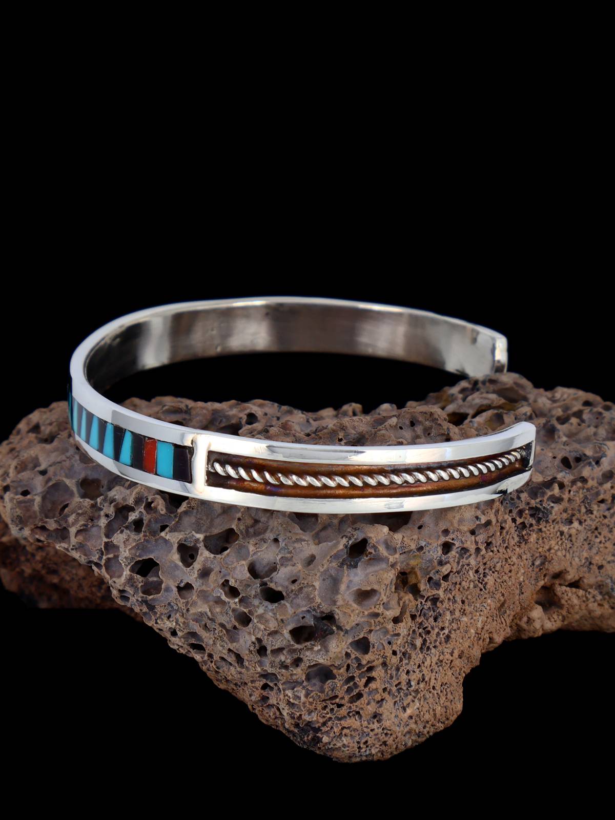 Native American Zuni Inlay Bracelet - PuebloDirect.com