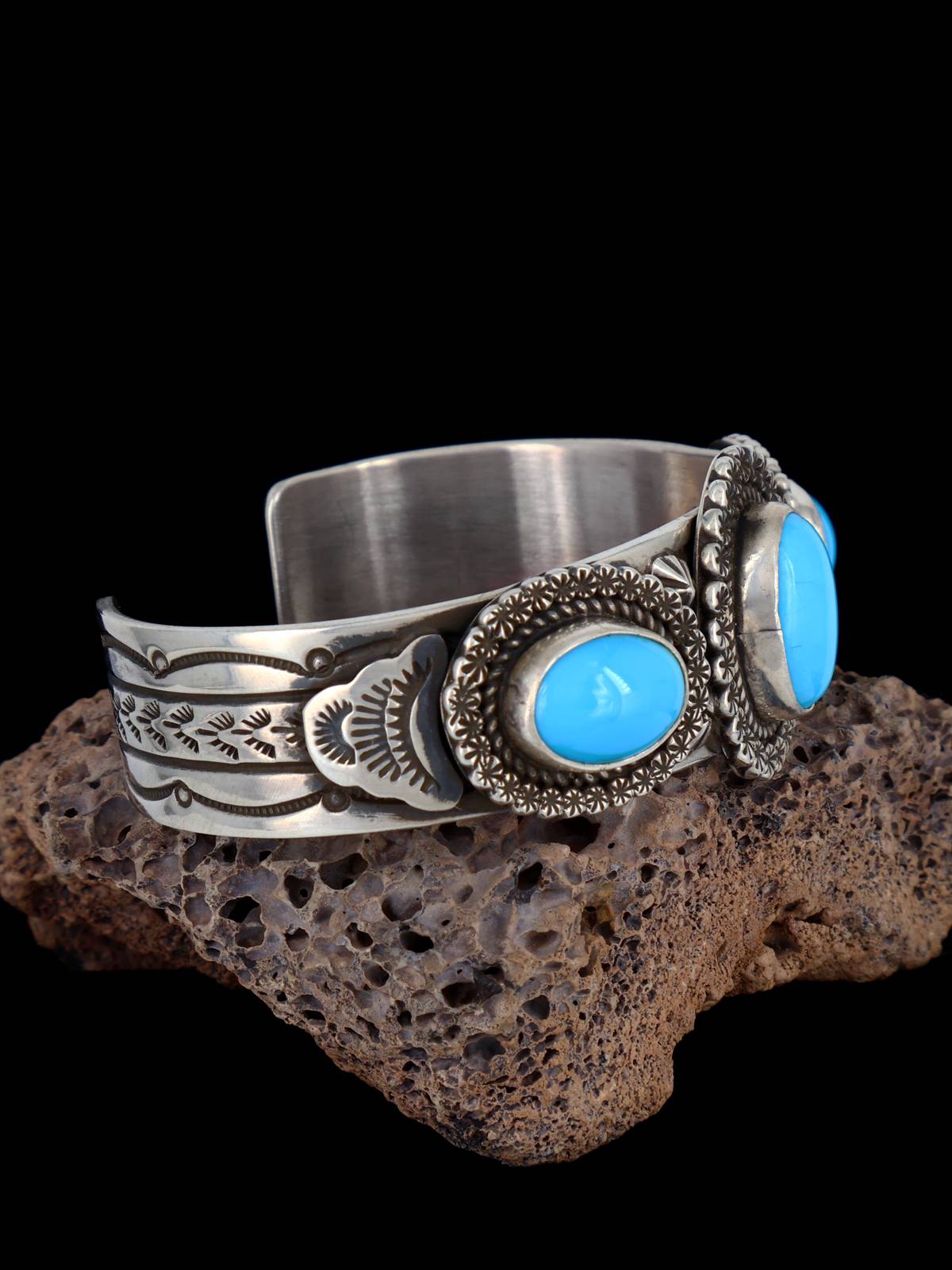Native American Jewelry Sleeping Beauty Turquoise Cuff Bracelet - PuebloDirect.com