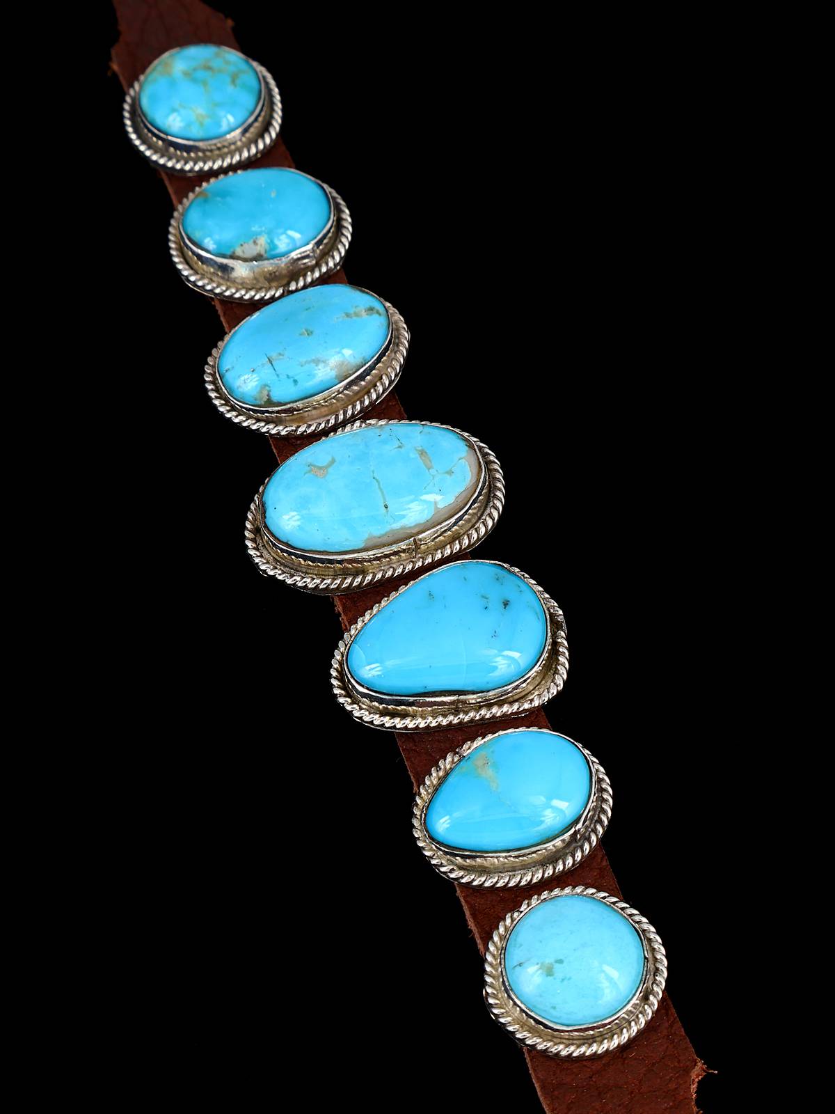Native American Turquoise Leather Band Bracelet