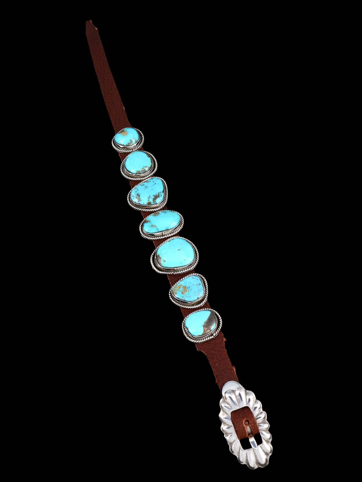 Pulsera de banda de cuero turquesa nativo americano