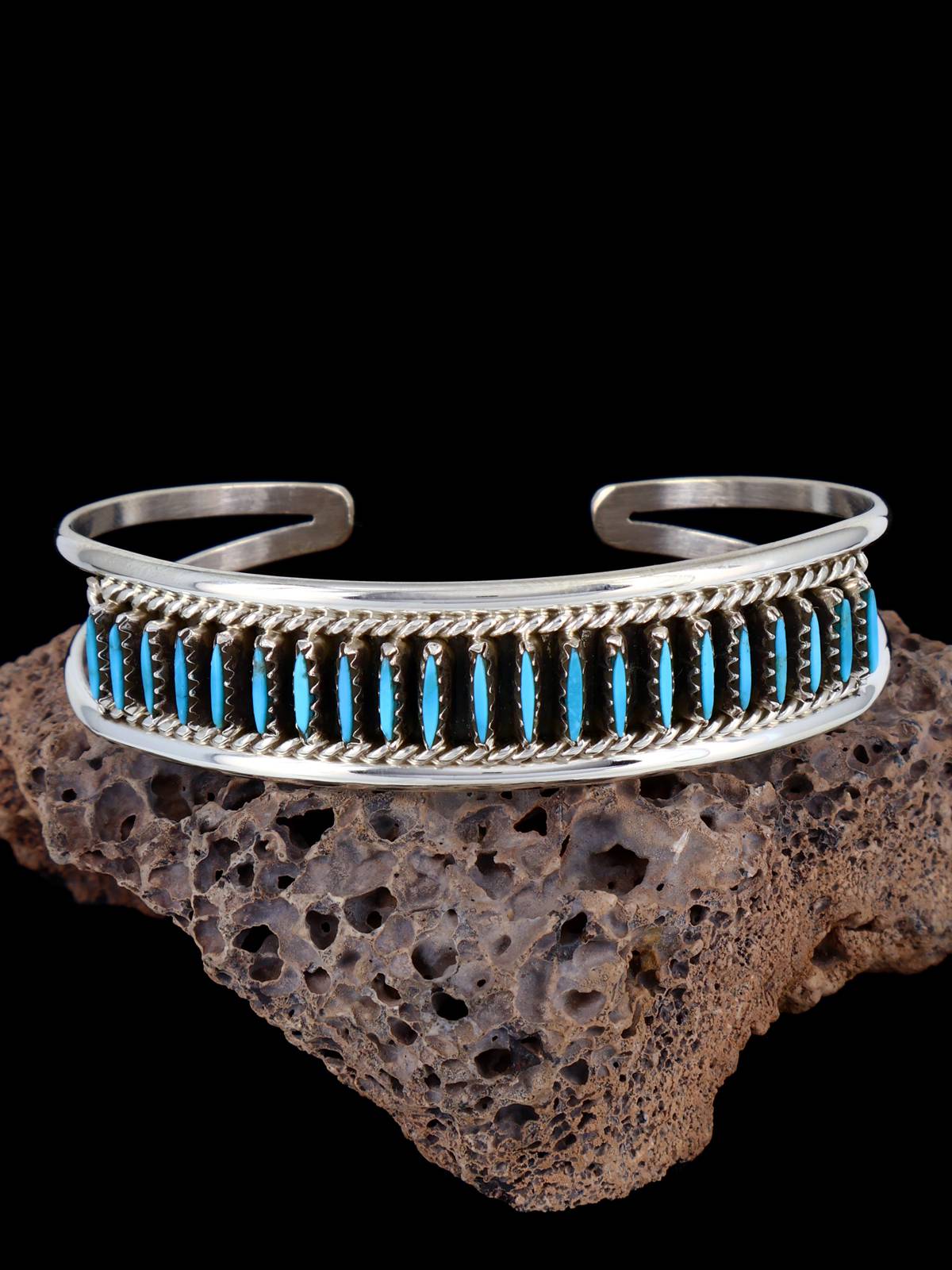 Sterling Silver Turquoise Zuni Needlepoint Bracelet