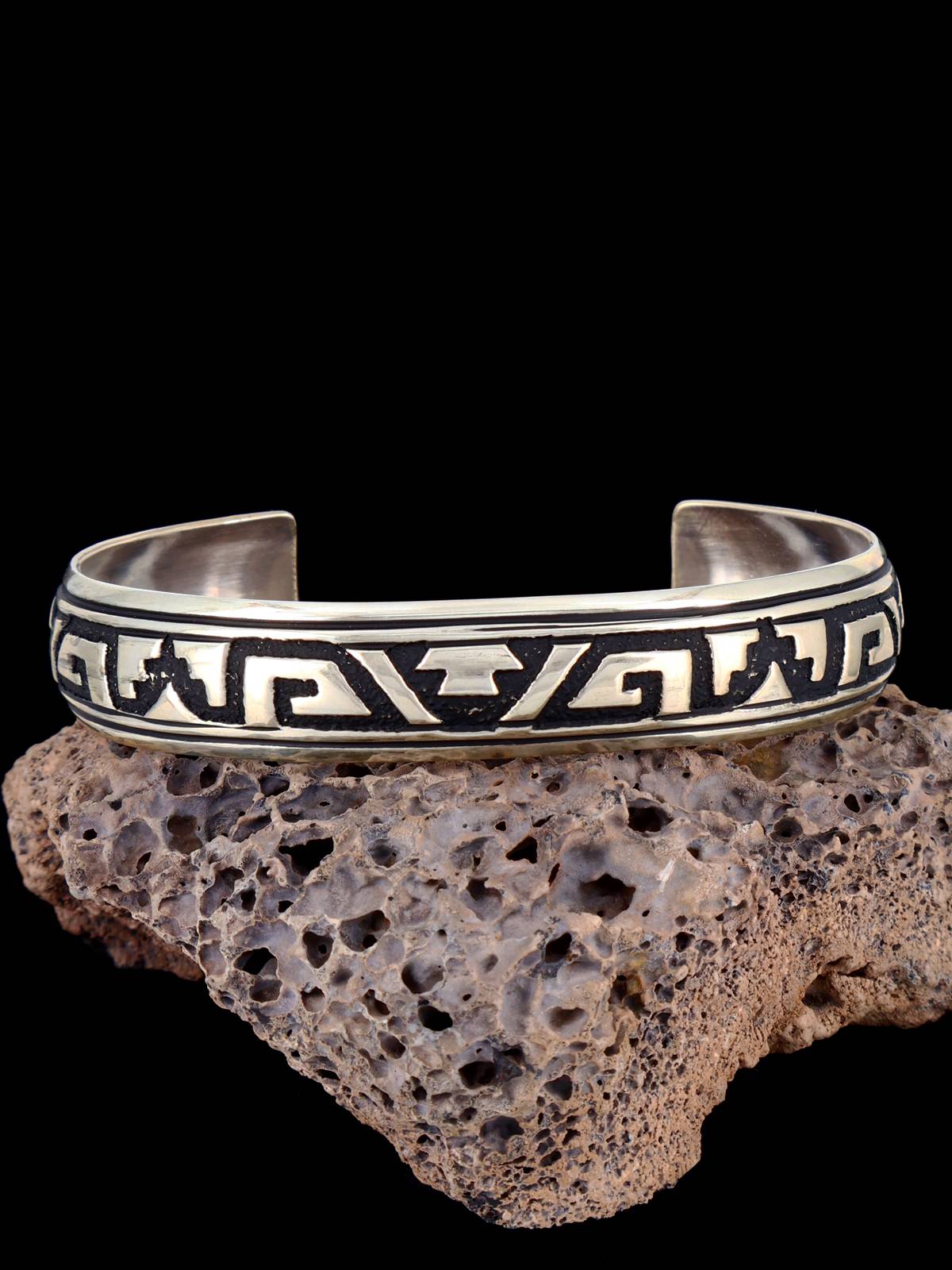 Native American Sterling Silver Overlay Cuff Bracelet