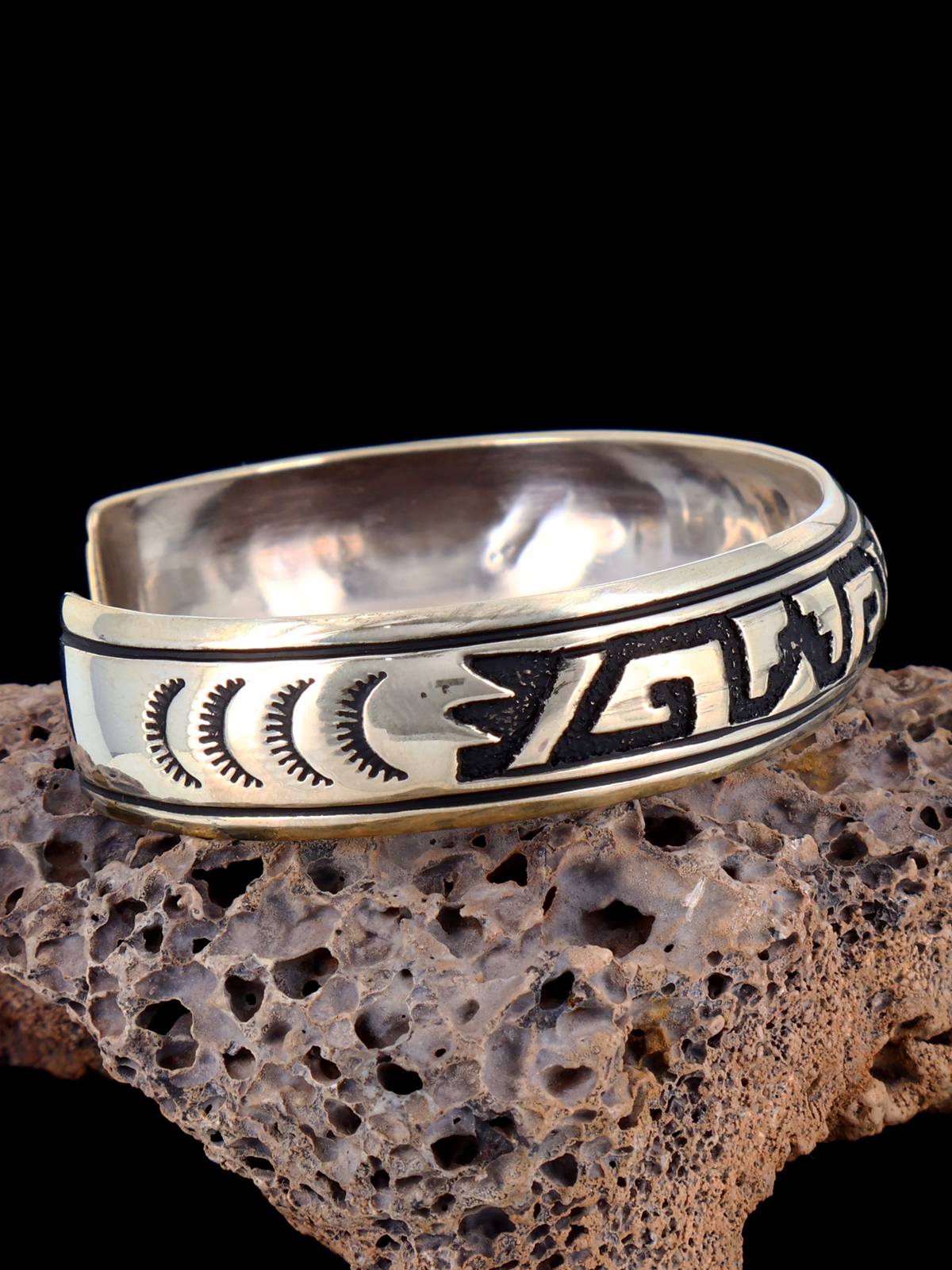 Native American Sterling Silver Overlay Cuff Bracelet