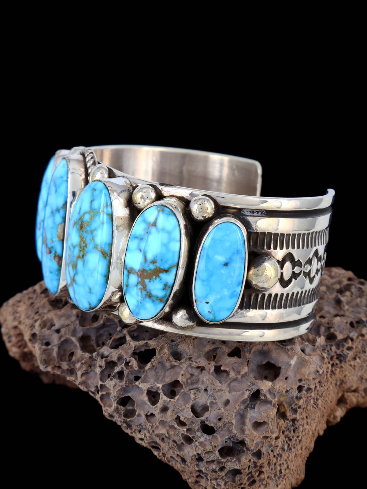 Native Sterling Jewelry Kingman Turquoise Cuff Bracelet