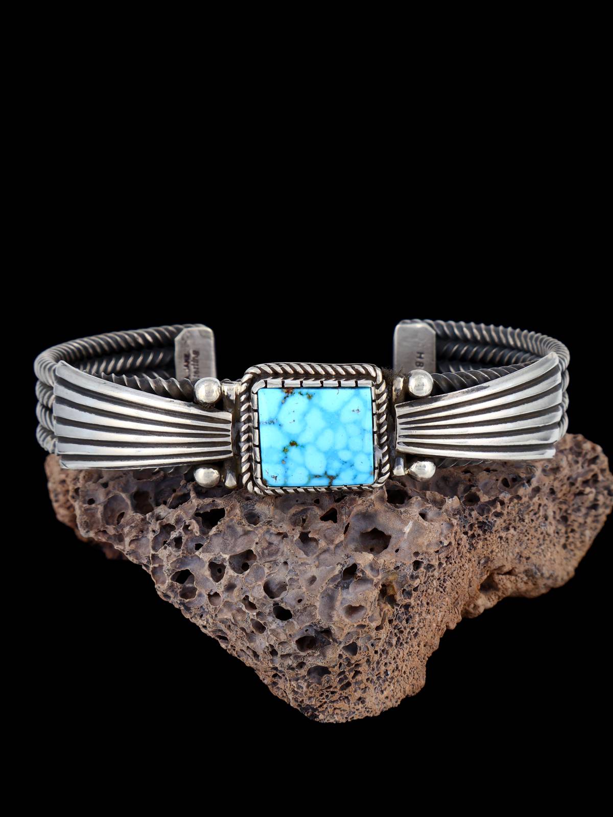 Navajo Jewelry Kingman Turquoise Sterling Silver Cuff Bracelet