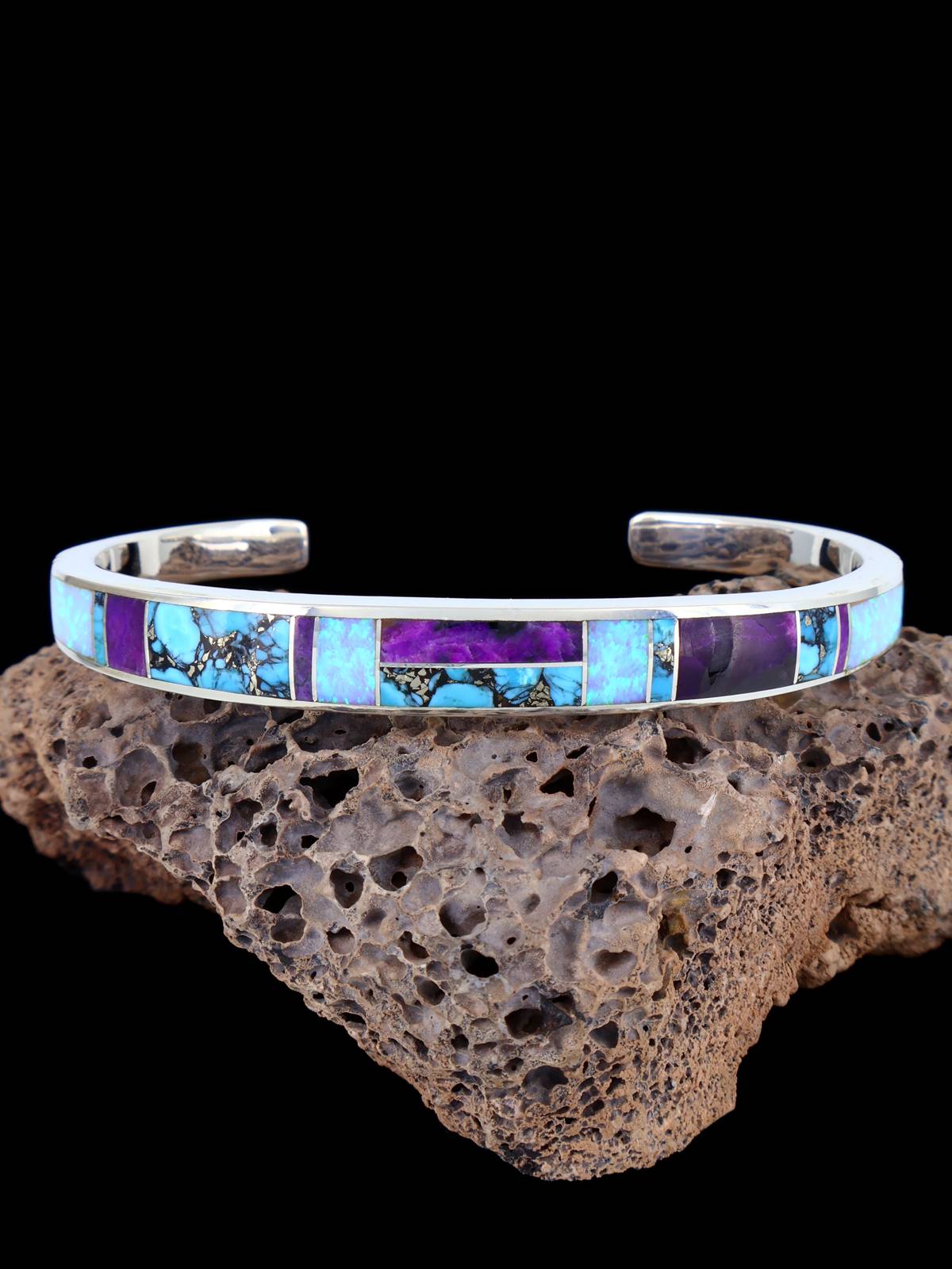 Native American Turquoise and Opalite Inlay Bracelet