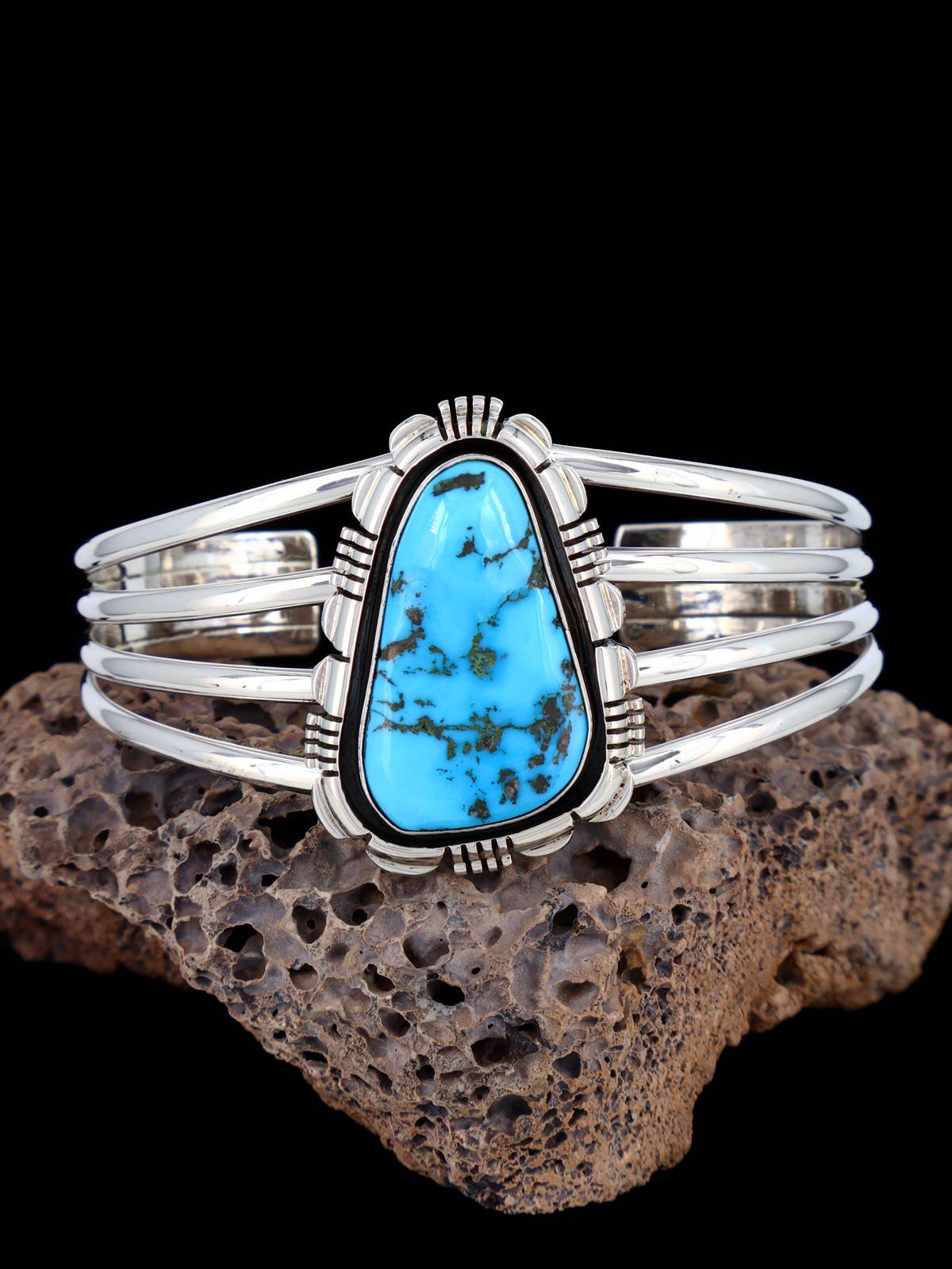 Navajo Jewelry Sterling Silver Kingman Turquoise Bracelet