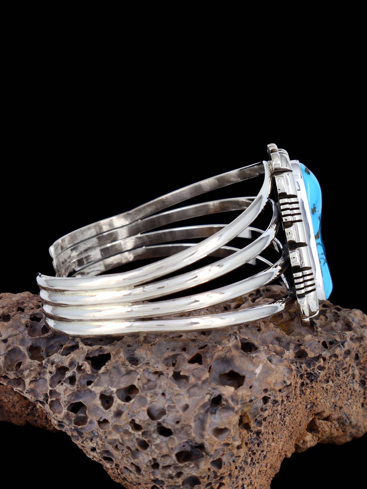 Navajo Jewelry Sterling Silver Kingman Turquoise Bracelet