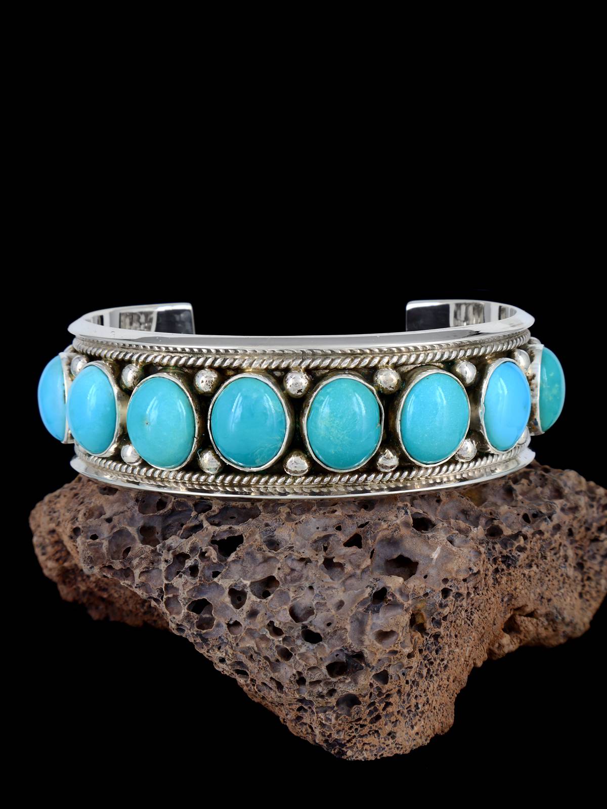 Native American Turquoise Sterling Silver Cuff Bracelet