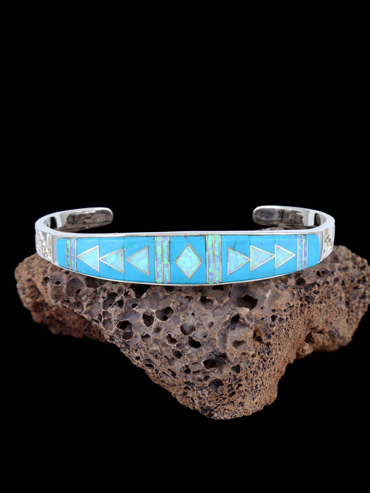 Bracelet incrusté de ciel nocturne en argent sterling Navajo