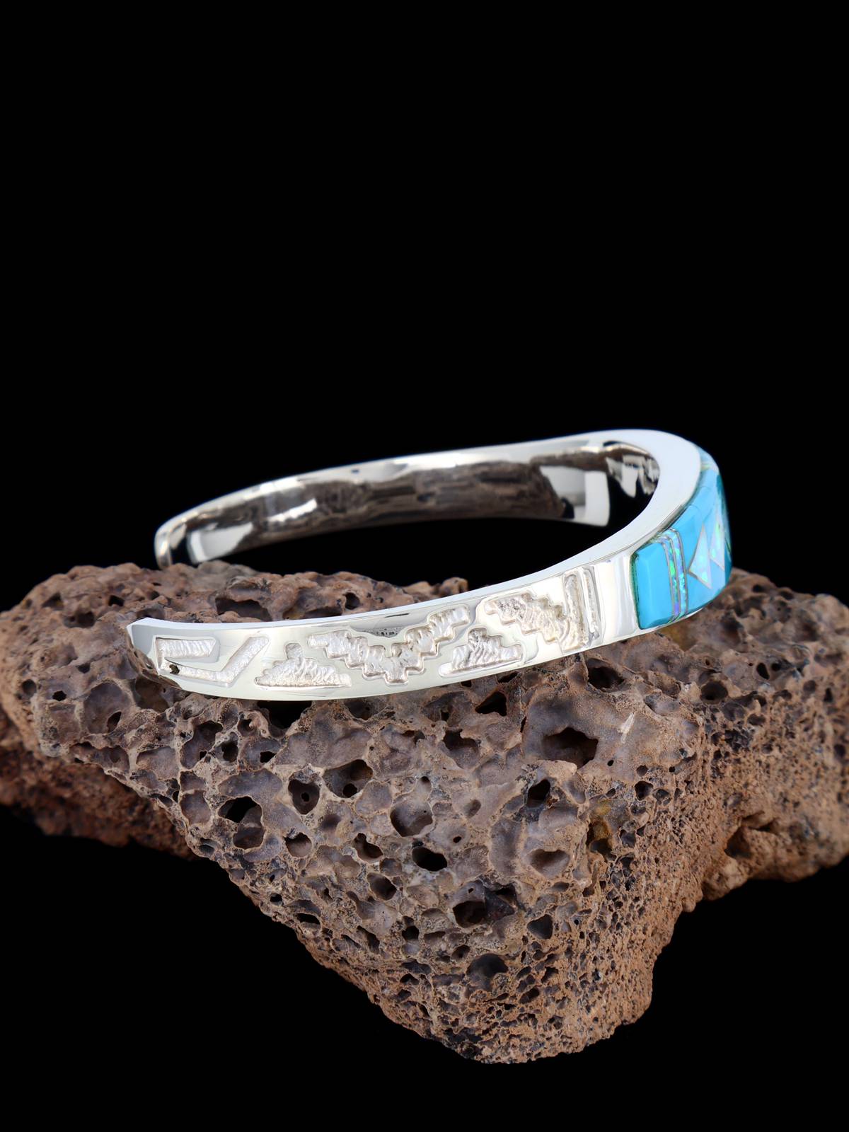 Bracelet incrusté de ciel nocturne en argent sterling Navajo