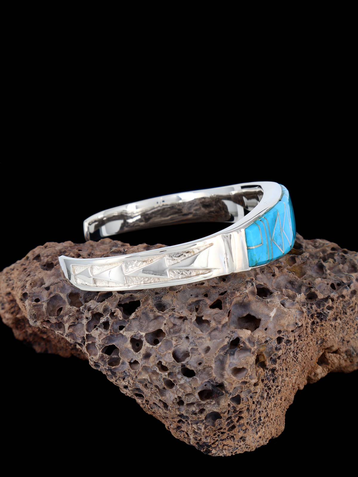 Bracelet incrusté de ciel nocturne en argent sterling Navajo