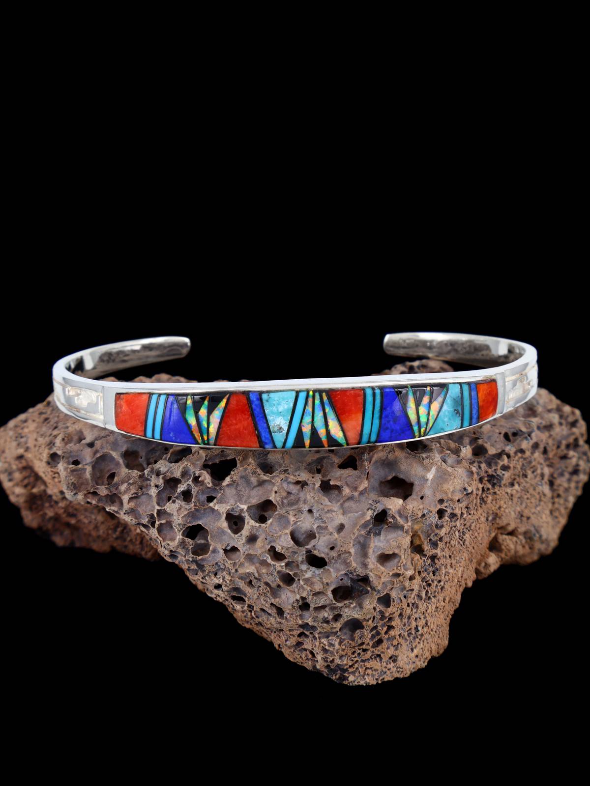 Native American Jewelry Multistone Inlay Cuff Bracelet