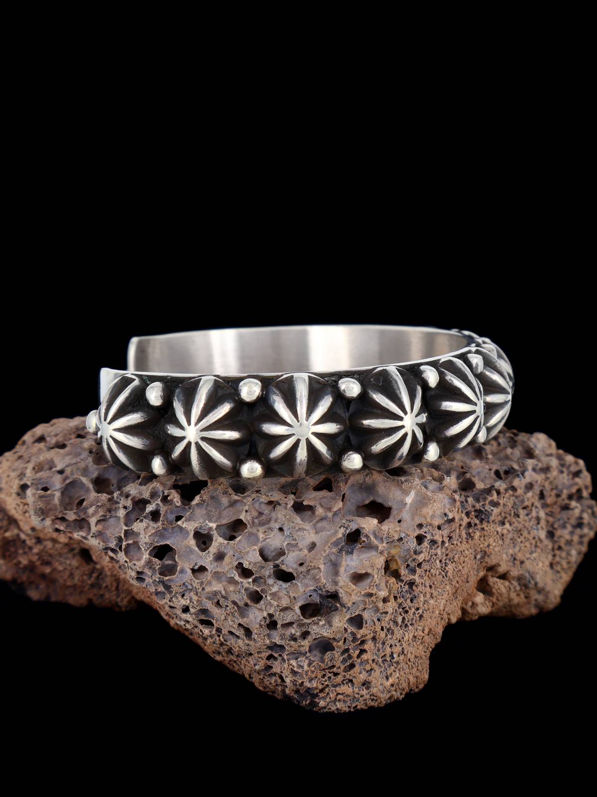 Bracelet manchette amérindien en argent sterling avec étoile éclatée